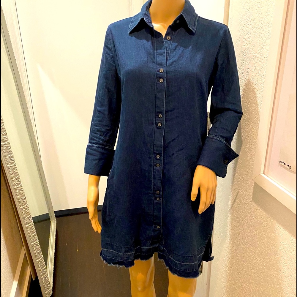 JBrand denim shirt dress with cuffs